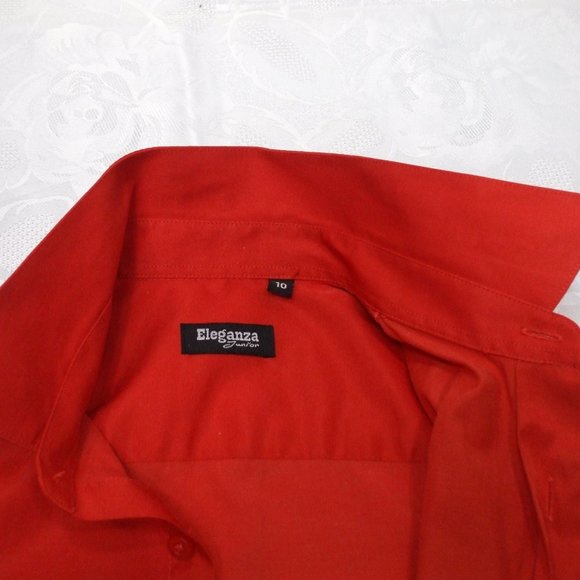 Eleganza Junior Red Long Sleeve Shirt Size 10 - Picture 2 of 5